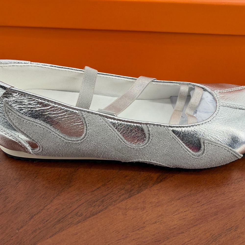 Bibi Lou Gamin Fierce Mary Jane Ballet Flat Silver Metallic Women EU 38/US 7-7.5 - Picture 13 of 13